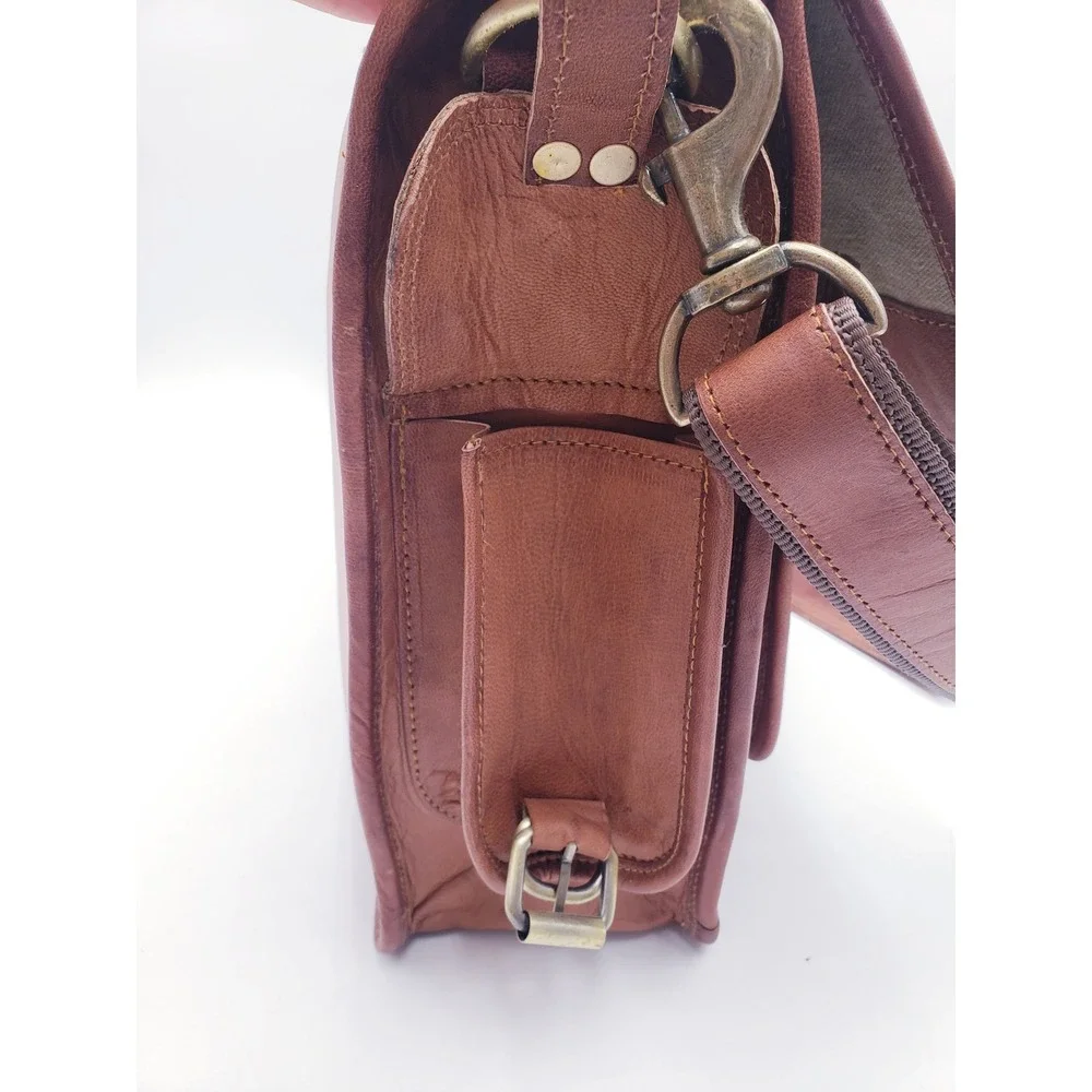 MaheTri Messenger Bag Brown Leather Satchel Laptop Briefcase OS